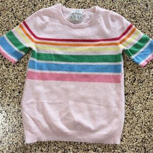 JUMPER 1234 PINK CASHMERE RAINBOW STRIPED SWEATER